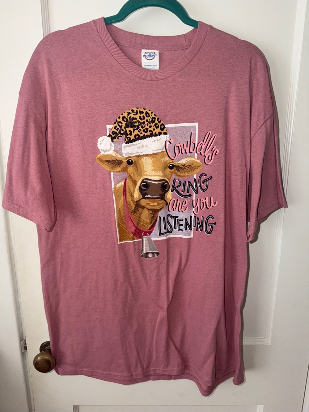Ella Pink Cow Graphic Short Sleeve Tee